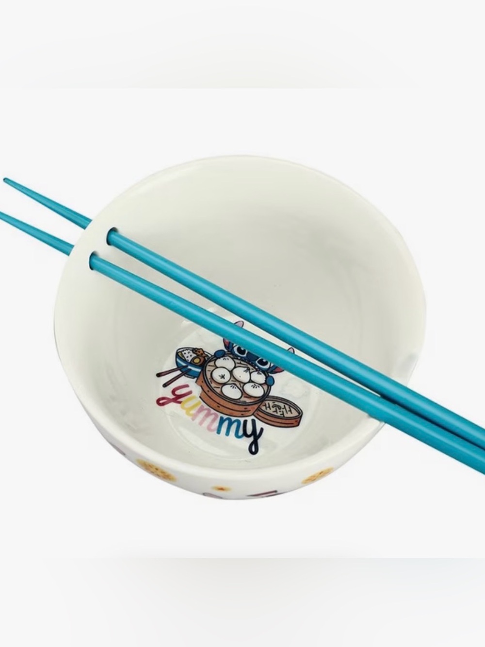 Disney Stitch Yummy Ramen Bowl with Chopsticks 6 Inch Ceramic Bioworld